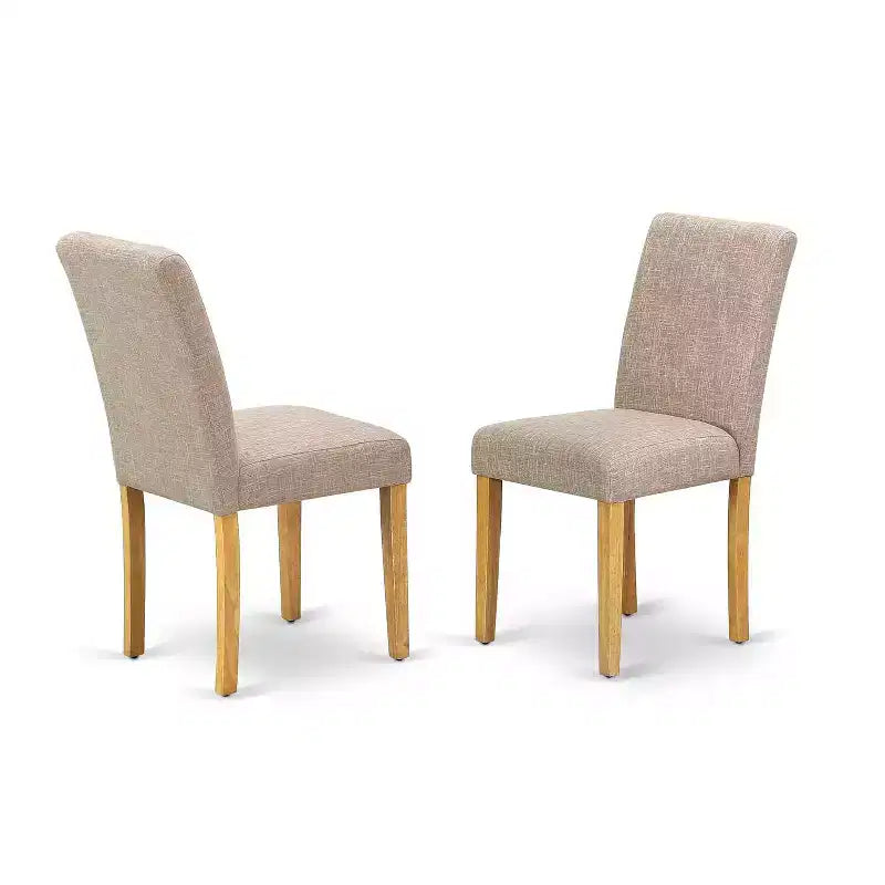 3-teiliges Esszimmer-Set mit Massivholzplatte in Wildeiche-Optik und hoher Rückenlehne (4 Sitzplätze)