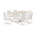 HomeStock 7-Pc Natural Oak Finish Solid Wood Top Dining Table with 6-Chairs