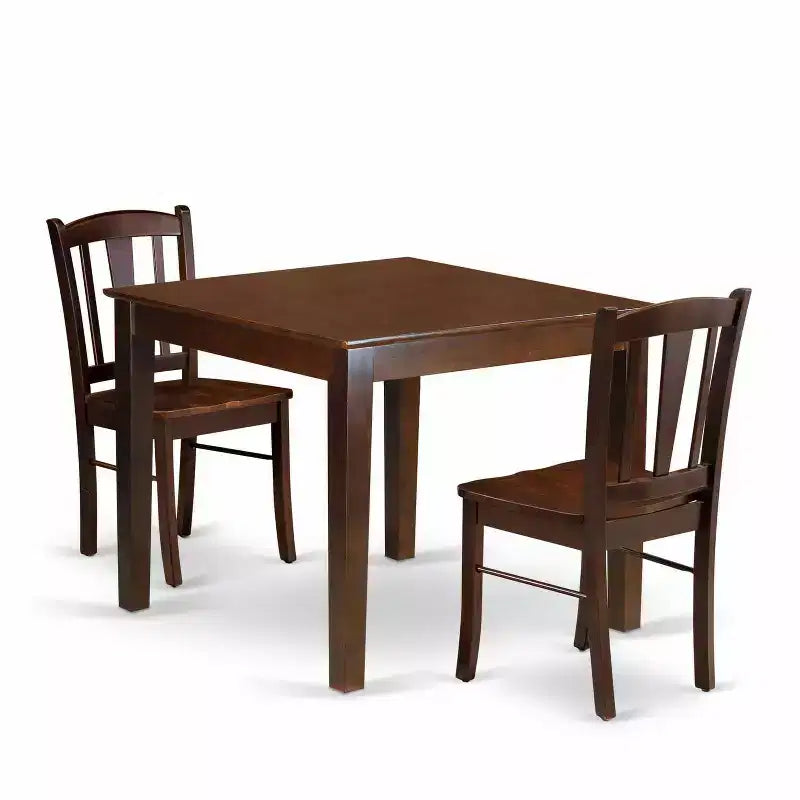 HomeStock 3-Pc Mahogany Finish Solid Wood Top Dining Table Set - Seats 2