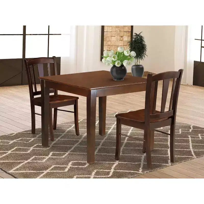 HomeStock 3-teiliges Esszimmerset aus Massivholz mit Mahagoni-Finish – für 2 Personen