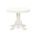 3-Piece Linen White Finish Solid Wood Top - Round Upholstered Dining Room Set - Seats-4