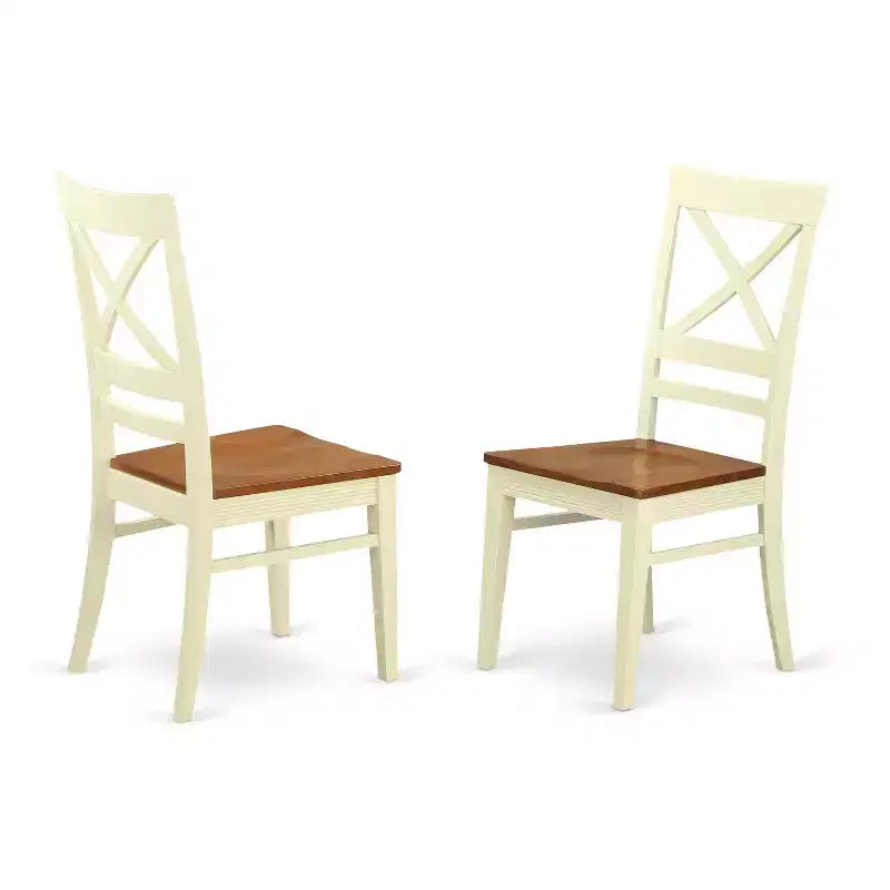 HomeStock 5-teiliges Esszimmer-Set aus massivem Holz, Buttermilch & Kirsche – für 4 Personen