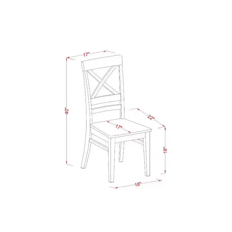 HomeStock 5-teiliges Esszimmer-Set aus massivem Holz, Buttermilch & Kirsche – für 4 Personen