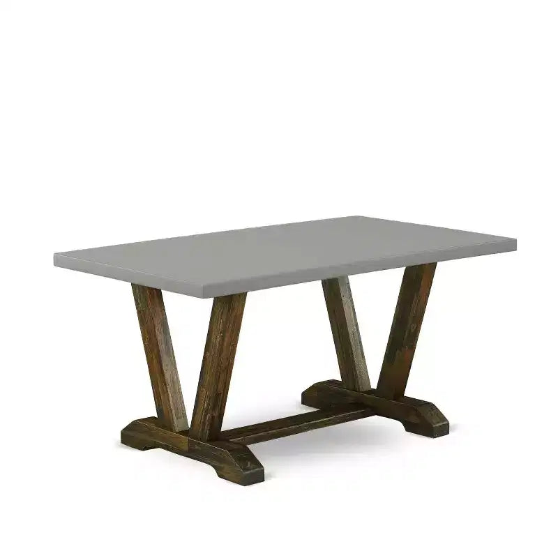 HomeStock 5-teiliger Esszimmertisch mit Distressed Jacobean Finish und Massivholzplatte mit 4 Stühlen