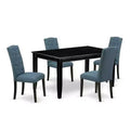 HomeStock 5-Pc Black Finish Solid Wood Top - Rectangular Dining Room Set - Seats 4