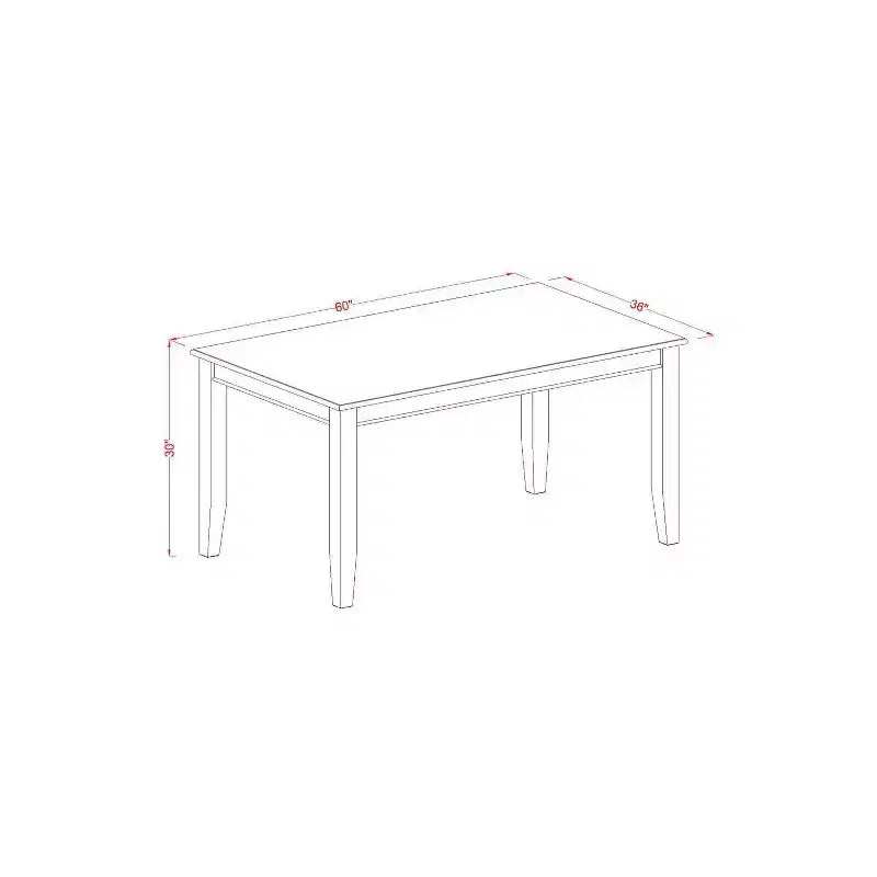 HomeStock 5-teiliges Esstisch-Set mit schwarzem Finish und Massivholzplatte – rechteckig – für 4 Personen