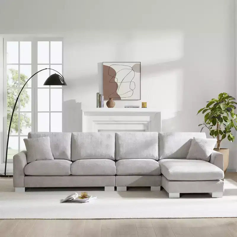 EHMKNP Modernes, übergroßes Ecksofa – Chenille gepolstertes L-förmiges 5-Sitzer-Luxussofa mit Chaiselongue