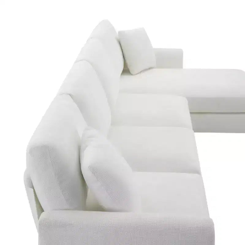 EHMKNP Modernes, übergroßes Ecksofa – Chenille gepolstertes L-förmiges 5-Sitzer-Luxussofa mit Chaiselongue