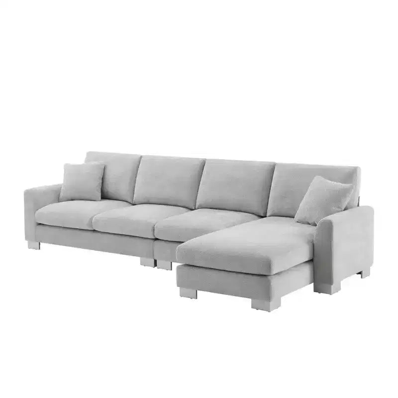 EHMKNP Modernes, übergroßes Ecksofa – Chenille gepolstertes L-förmiges 5-Sitzer-Luxussofa mit Chaiselongue