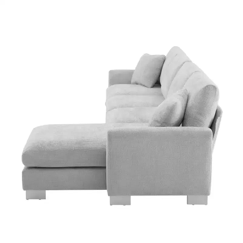 EHMKNP Modernes, übergroßes Ecksofa – Chenille gepolstertes L-förmiges 5-Sitzer-Luxussofa mit Chaiselongue