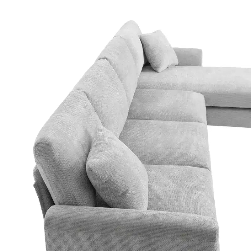 EHMKNP Modernes, übergroßes Ecksofa – Chenille gepolstertes L-förmiges 5-Sitzer-Luxussofa mit Chaiselongue