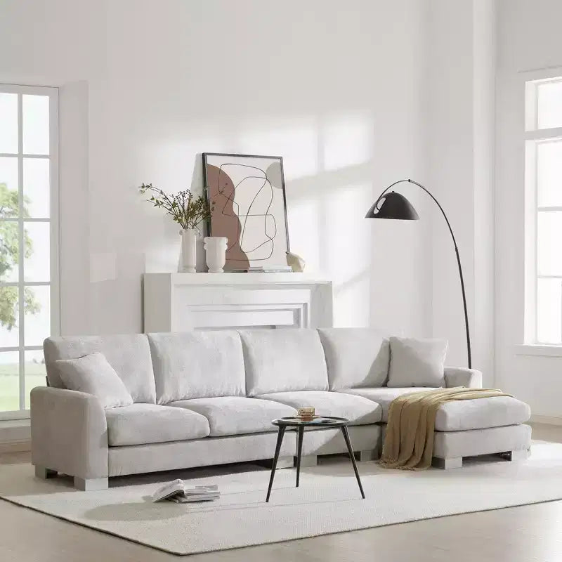 EHMKNP Modern Oversized Sectional Sofa-Chenille Upholstered L-Shaped 5-Seat Luxury Couch with Chaise Lounge
