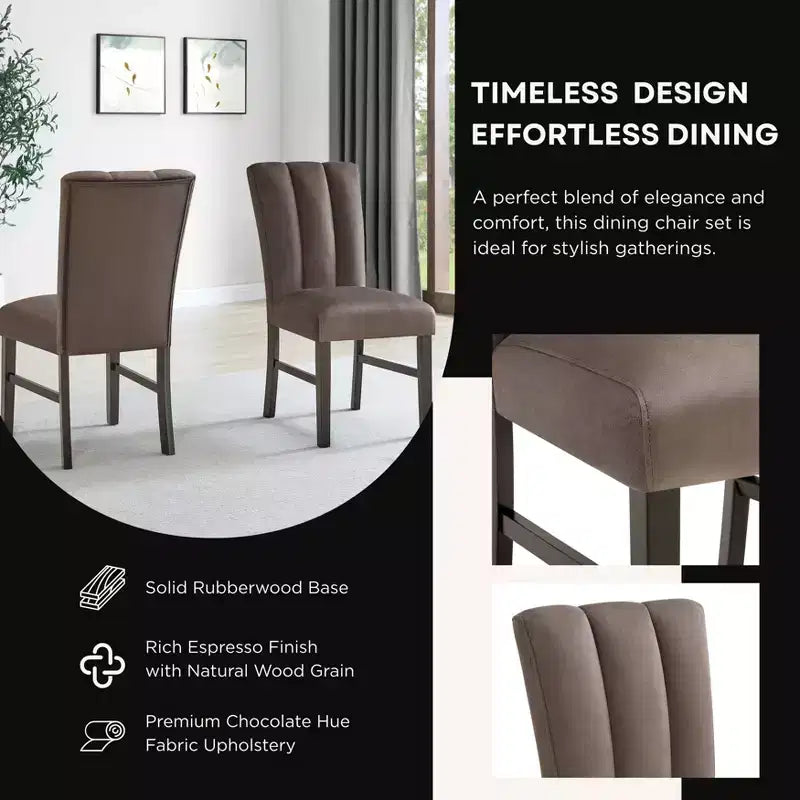 Roundhill Furniture Strata Samt-Polsterstühle für Esszimmer, 2er-Set, Schokolade