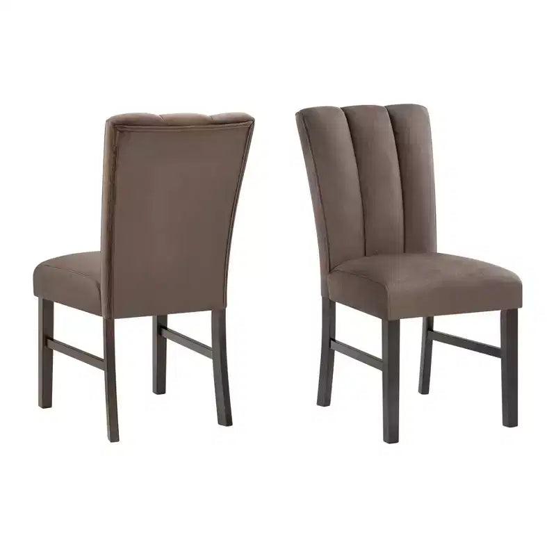 Roundhill Furniture Strata Samt-Polsterstühle für Esszimmer, 2er-Set, Schokolade