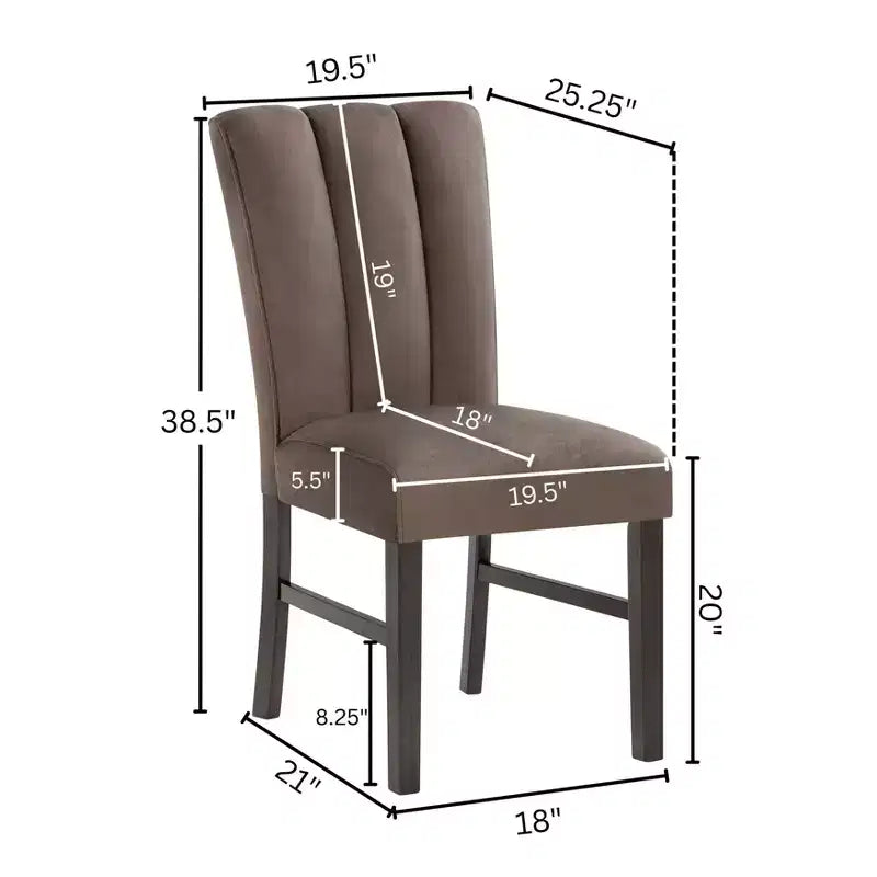 Roundhill Furniture Strata Samt-Polsterstühle für Esszimmer, 2er-Set, Schokolade