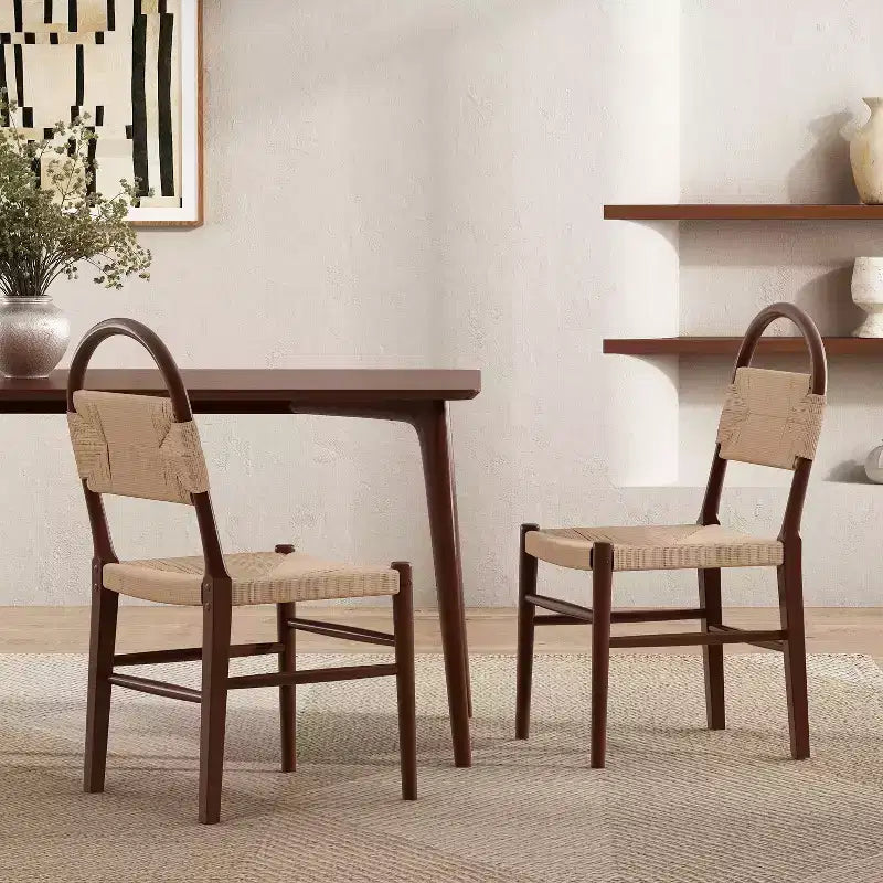 Christopher Knight Home Rhea rustikale Esszimmerstühle aus Kautschukholzgeflecht (2er-Set)