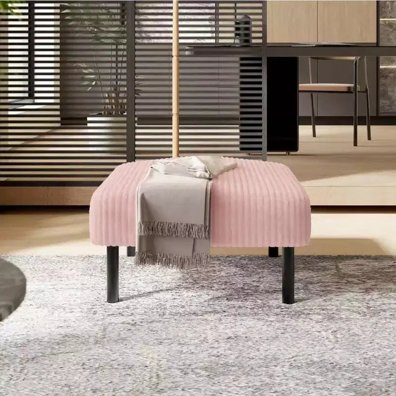 TUYOHW Kleiner Ottoman mit Beinen, 56 cm Cord-Fußhocker, 200 kg Tragfähigkeit, quadratischer gepolsterter Hocker für Wohnzimmer, Schlafzimmer, Eingangsbereich