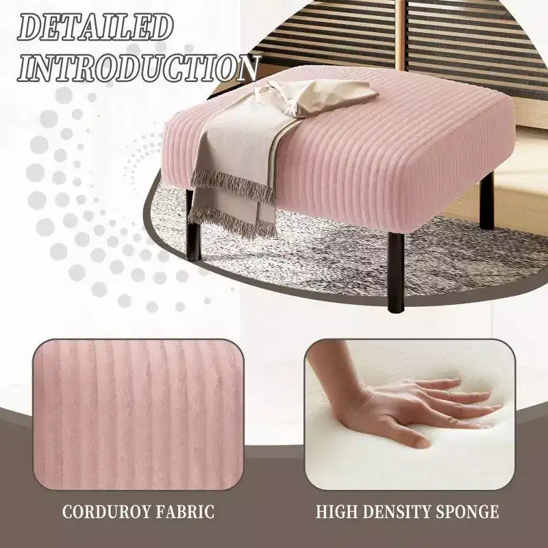 TUYOHW Kleiner Ottoman mit Beinen, 56 cm Cord-Fußhocker, 200 kg Tragfähigkeit, quadratischer gepolsterter Hocker für Wohnzimmer, Schlafzimmer, Eingangsbereich