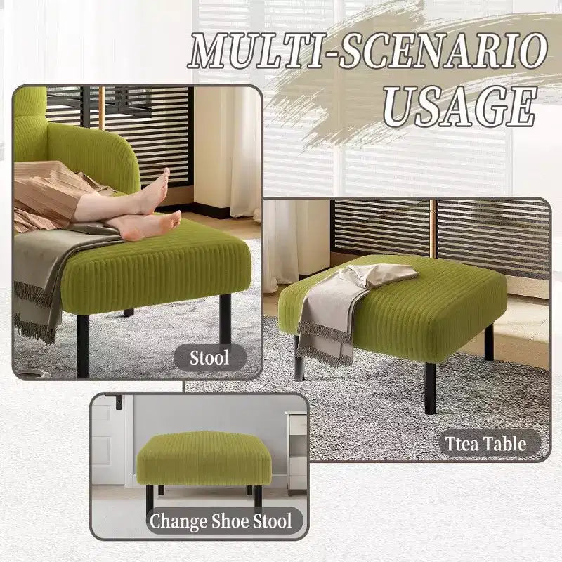 TUYOHW Kleiner Ottoman mit Beinen, 56 cm Cord-Fußhocker, 200 kg Tragfähigkeit, quadratischer gepolsterter Hocker für Wohnzimmer, Schlafzimmer, Eingangsbereich