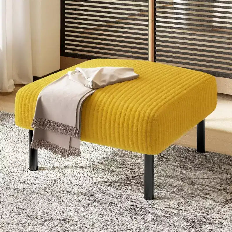 TUYOHW Kleiner Ottoman mit Beinen, 56 cm Cord-Fußhocker, 200 kg Tragfähigkeit, quadratischer gepolsterter Hocker für Wohnzimmer, Schlafzimmer, Eingangsbereich