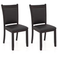 Costway Faux Leather Upholstered Dining Chairs Set of 2 w/ Padded Seat Rubber Wood Legs