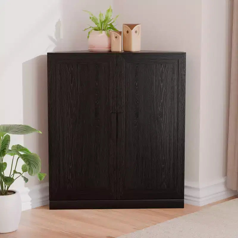 MAYEERTY Modern 2 Doors Utility Storage Cabinets Efficient Storage for Living Room Dining Room Bedroom Black