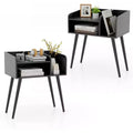 Costway Set of 2 Mid Century Modern End Table w/ Open Shelves Metal Support Legs