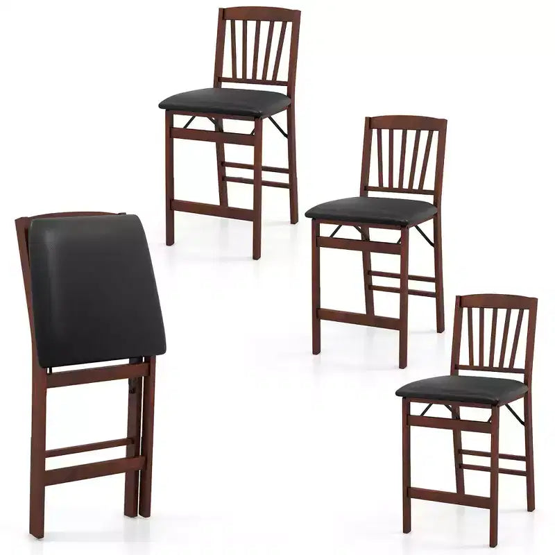 Costway Set of 4 Counter Height Chairs Folding Kitchen Island Stool w/ Padded Seat