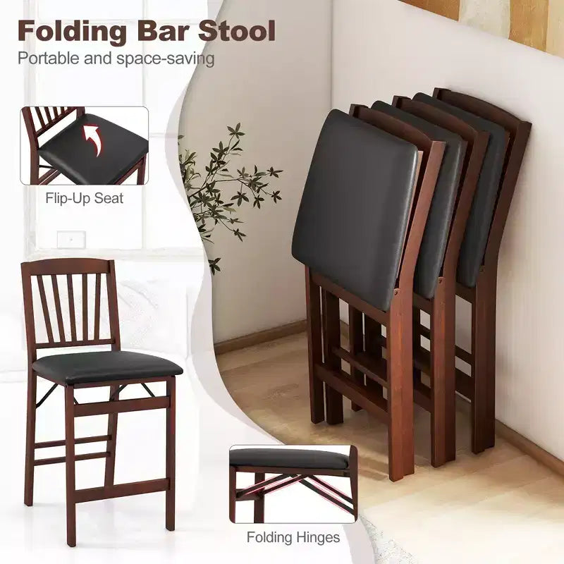 Costway 4er-Set Barhocker, zusammenklappbar, mit gepolstertem Sitz