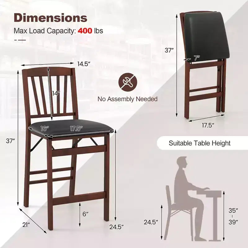 Costway 4er-Set Barhocker, zusammenklappbar, mit gepolstertem Sitz