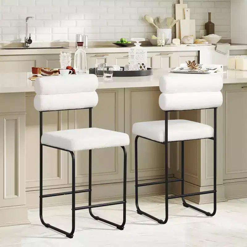 Costway 2er-Set Barhocker mit Metallrahmen und Fußstütze, 66 cm hoch