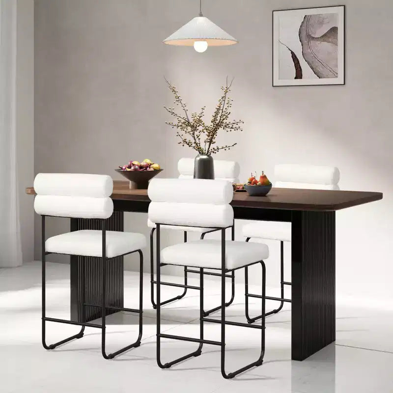 Costway 2er-Set Barhocker mit Metallrahmen und Fußstütze, 66 cm hoch