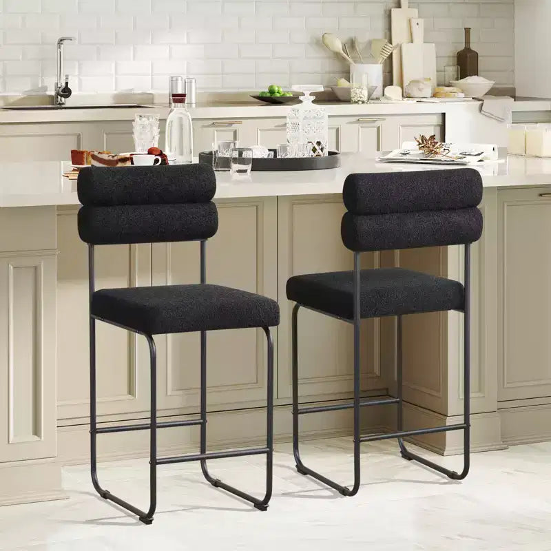 Costway 2er-Set Barhocker mit Metallrahmen und Fußstütze, 66 cm hoch