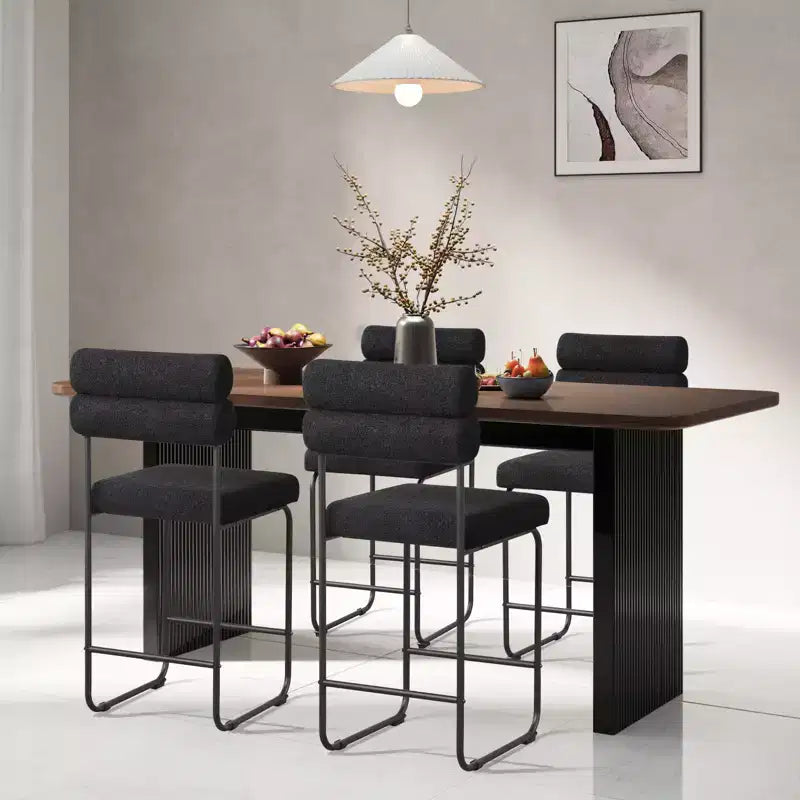 Costway 2er-Set Barhocker mit Metallrahmen und Fußstütze, 66 cm hoch