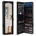 Costway Jewelry Armoire w/ Full-Length Mirror w/ Built-in LED Lights Hooks Shelves
