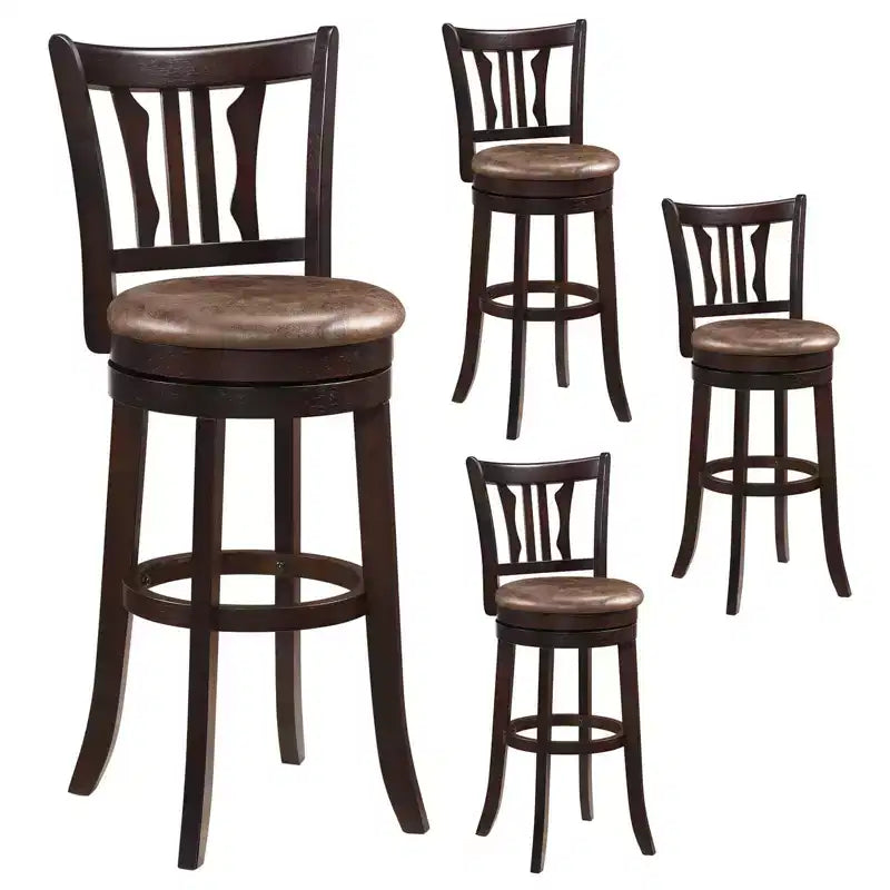 Costway 30 Bar Height Swivel Bar Stools Set of 4 w/Back & Faux Leather Seat
