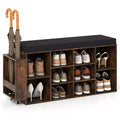Costway Shoe Storage Bench w/Umbrella StandPadded Seat Adjustable & Removable Shelves