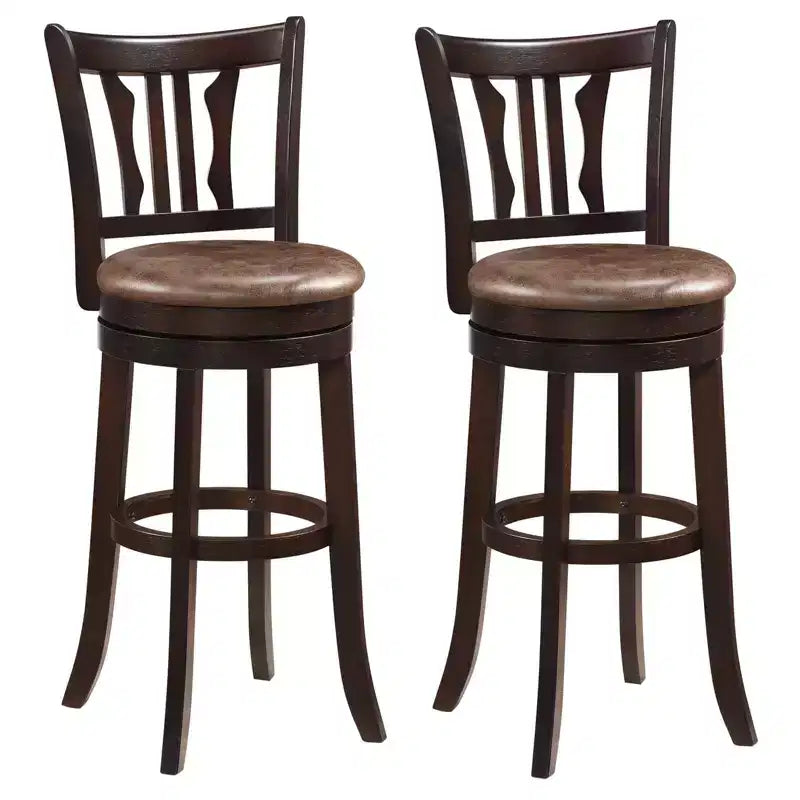 Costway 30 Bar Height Swivel Bar Stools Set of 2 w/Back & Faux Leather Seat