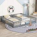 TUYOHW Double Twin Size Toddler Floor Bed for Kids with Fence,Modern Montessori Bed with Guardrails for Bedroom
