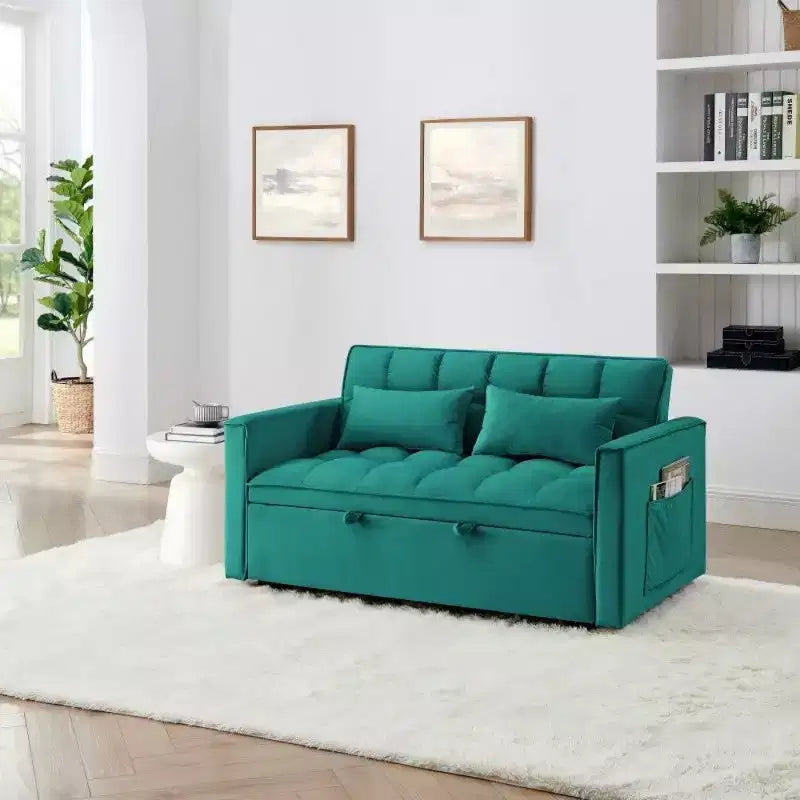TUYOHW 55.43 Cabrio Schlafsofa, Klappbares Schlafsofa mit verstellbarer Rückenlehne & Ausziehbett, Samtsofa für Wohnzimmer & kleine Räume