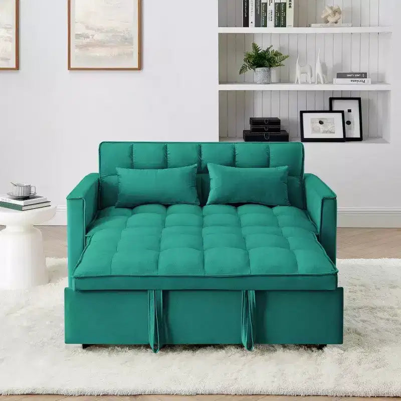 TUYOHW 55.43 Cabrio Schlafsofa, Klappbares Schlafsofa mit verstellbarer Rückenlehne & Ausziehbett, Samtsofa für Wohnzimmer & kleine Räume