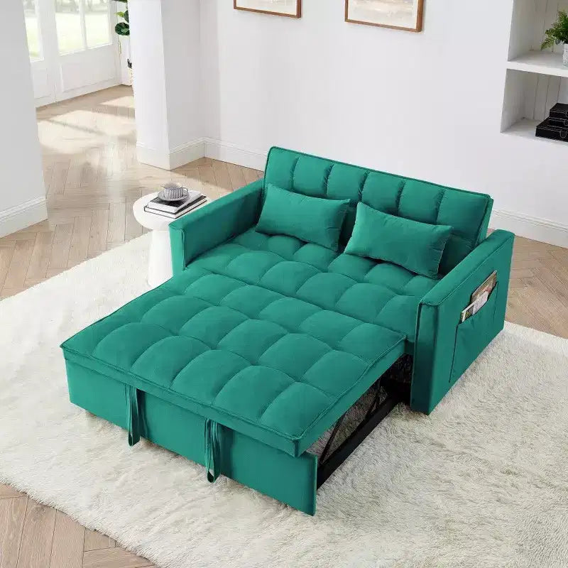 TUYOHW 55.43 Cabrio Schlafsofa, Klappbares Schlafsofa mit verstellbarer Rückenlehne & Ausziehbett, Samtsofa für Wohnzimmer & kleine Räume