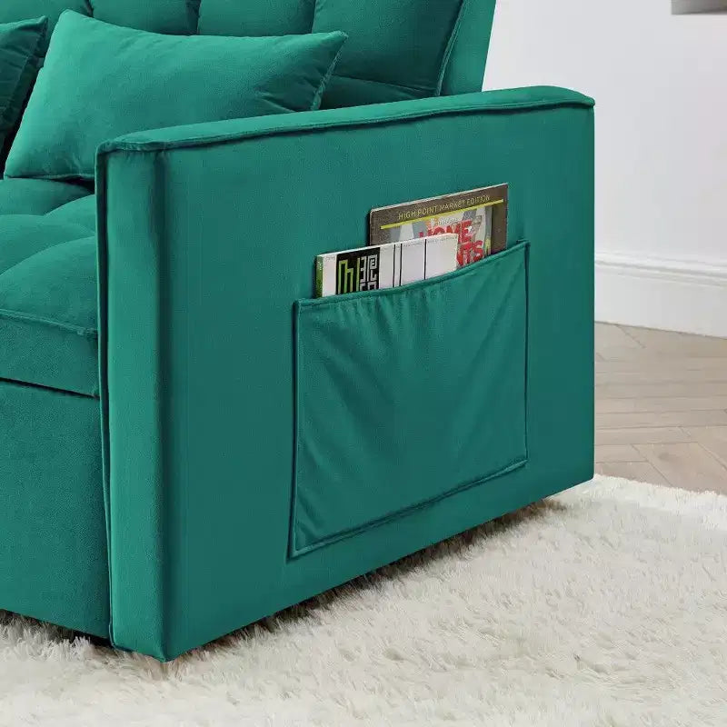 TUYOHW 55.43 Cabrio Schlafsofa, Klappbares Schlafsofa mit verstellbarer Rückenlehne & Ausziehbett, Samtsofa für Wohnzimmer & kleine Räume
