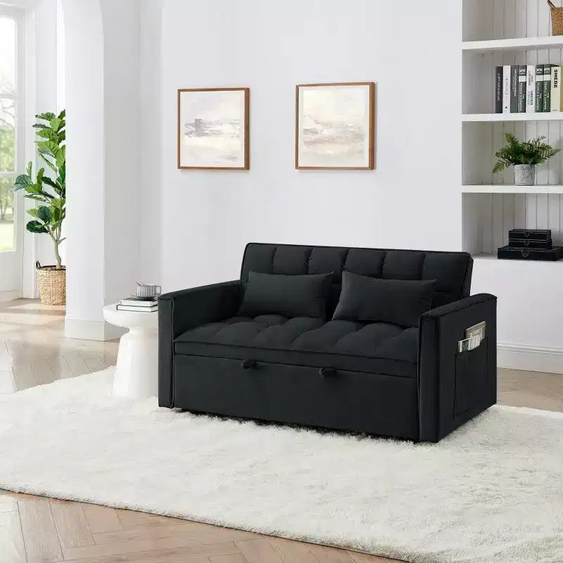 TUYOHW 55.43 Cabrio Schlafsofa, Klappbares Schlafsofa mit verstellbarer Rückenlehne & Ausziehbett, Samtsofa für Wohnzimmer & kleine Räume