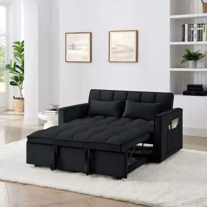 TUYOHW 55.43 Cabrio Schlafsofa, Klappbares Schlafsofa mit verstellbarer Rückenlehne & Ausziehbett, Samtsofa für Wohnzimmer & kleine Räume