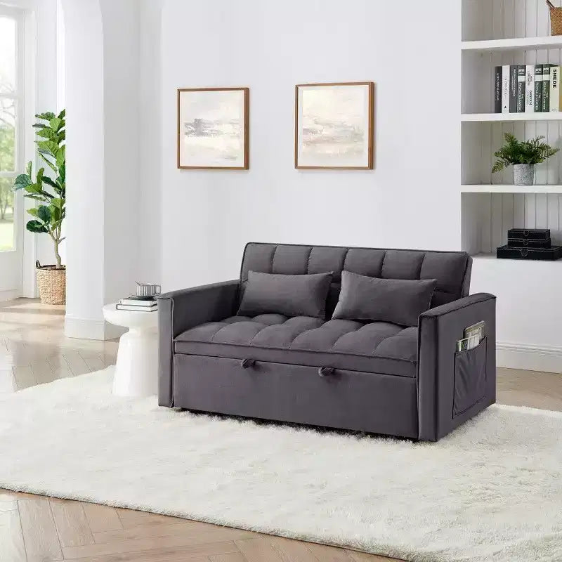 TUYOHW 55.43 Cabrio Schlafsofa, Klappbares Schlafsofa mit verstellbarer Rückenlehne & Ausziehbett, Samtsofa für Wohnzimmer & kleine Räume