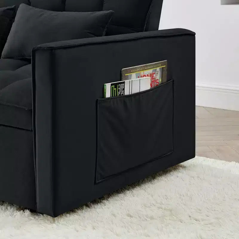 TUYOHW 55.43 Cabrio Schlafsofa, Klappbares Schlafsofa mit verstellbarer Rückenlehne & Ausziehbett, Samtsofa für Wohnzimmer & kleine Räume