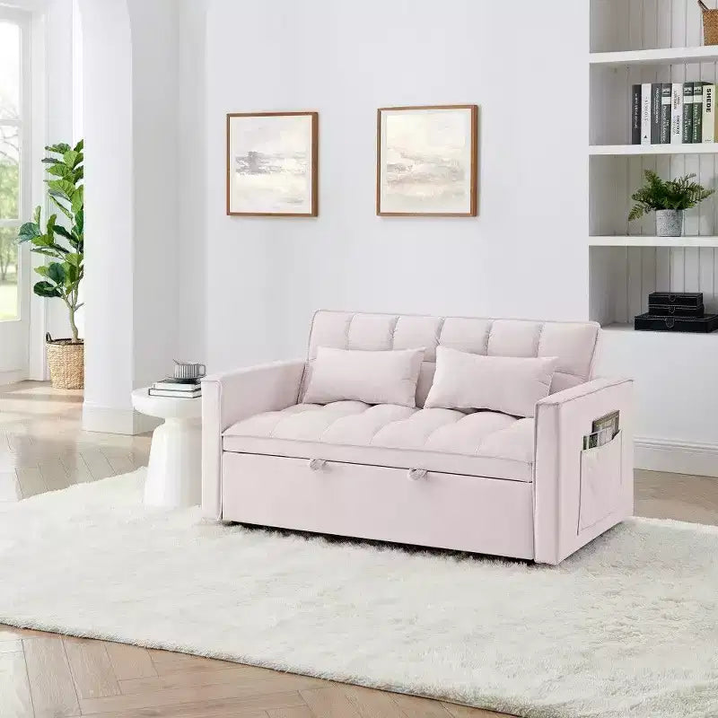 TUYOHW 55.43 Cabrio Schlafsofa, Klappbares Schlafsofa mit verstellbarer Rückenlehne & Ausziehbett, Samtsofa für Wohnzimmer & kleine Räume