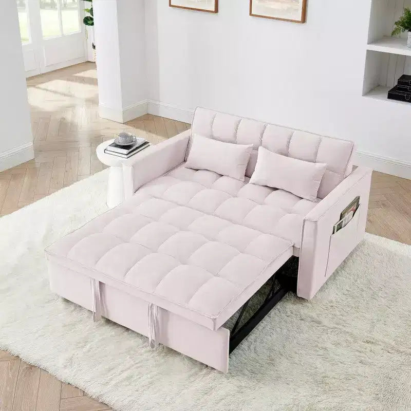 TUYOHW 55.43 Cabrio Schlafsofa, Klappbares Schlafsofa mit verstellbarer Rückenlehne & Ausziehbett, Samtsofa für Wohnzimmer & kleine Räume