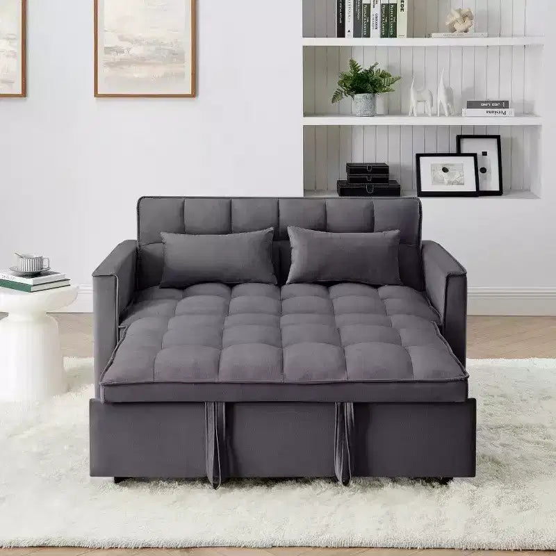 TUYOHW 55.43 Cabrio Schlafsofa, Klappbares Schlafsofa mit verstellbarer Rückenlehne & Ausziehbett, Samtsofa für Wohnzimmer & kleine Räume